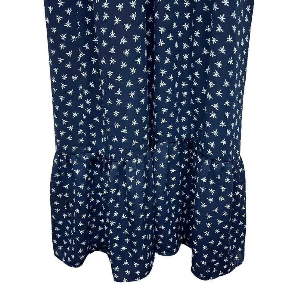 J. Crew Mercantile Navy Blue High Waisted Ruffle Hem Cap Sleeve Women's Dress XS